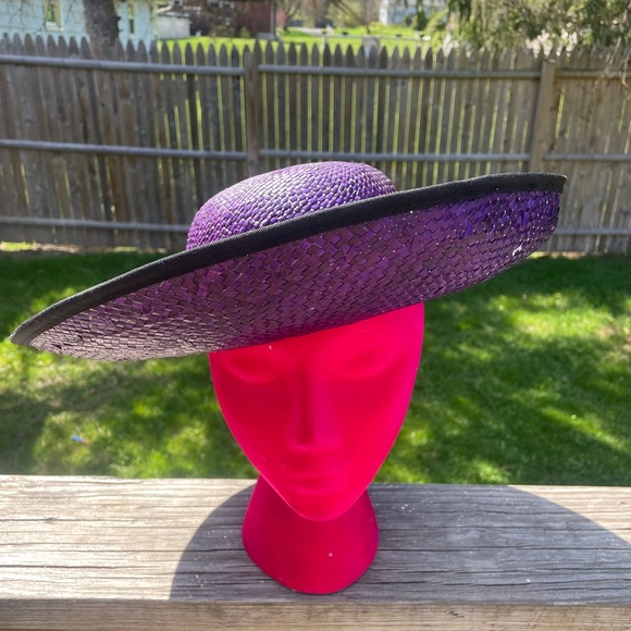 Vintage Accessories Vintage Straw Kentucky Derby Hat Purple Poshmark